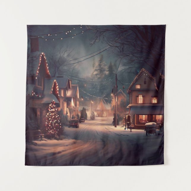 Christmas Small Town 3 Tapestry (Front)