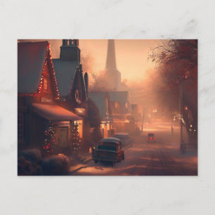 Christmas Small Town 4 Holiday Postcard
