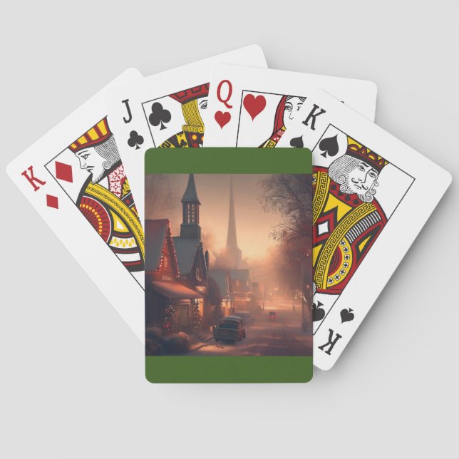 Christmas Small Town (4) Playing Cards (Back)