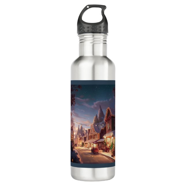 Christmas Small Town 5 710 Ml Water Bottle (Front)
