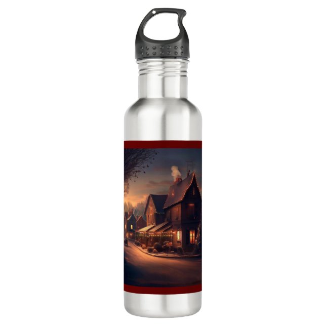 Christmas Small Town 6 710 Ml Water Bottle (Front)