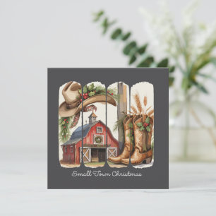 Christmas Small Town Retro Western Cowgirl Boots Holiday Card