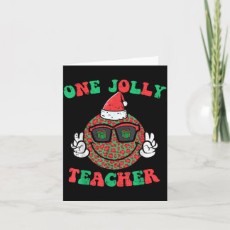 Christmas Smile Peace Jolly Teacher Retro Xmas Card