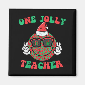 Christmas Smile Peace Jolly Teacher Retro Xmas Magnet