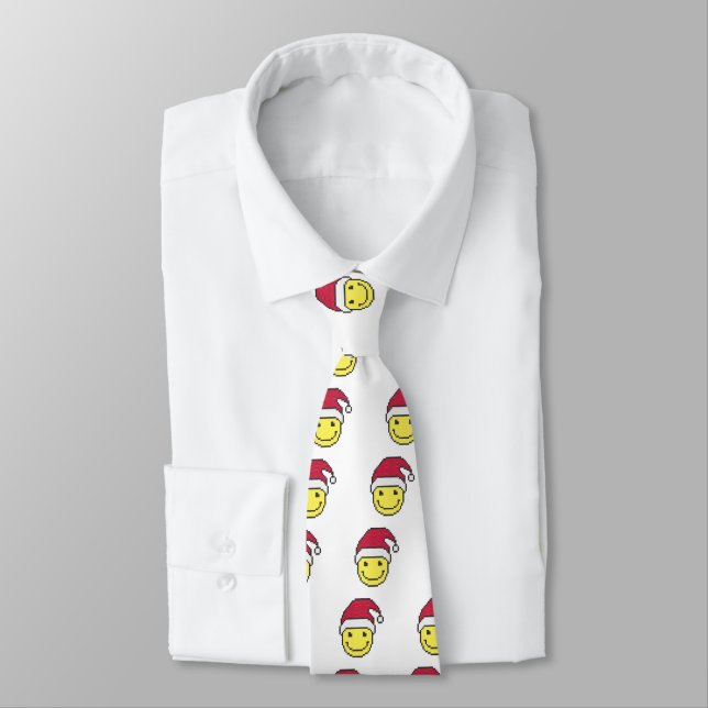 Christmas smiling icon pattern tie (Tied)