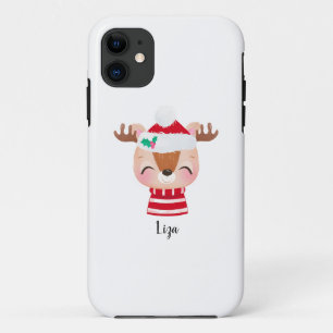 Christmas Smiling Reindeer Face iPhone 11 Case