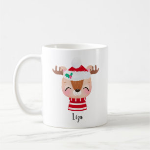 Christmas Smiling Reindeer Face Coffee Mug