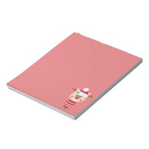 Christmas Smiling Reindeer Face Notepad