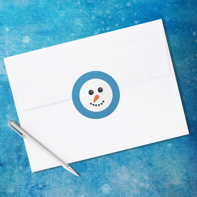 Christmas Smiling Snowman Classic Round Sticker (Creator Uploaded)