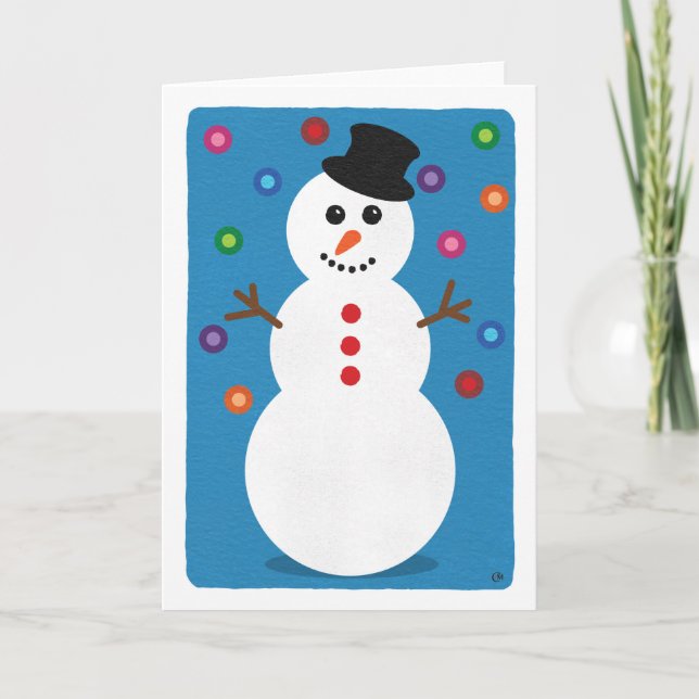 Christmas Smiling Snowman Holiday Card (Front)