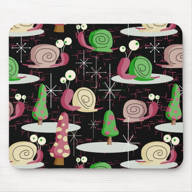 Christmas Snaily Snails - MidCentury Retro -- Mouse Pad (Front)