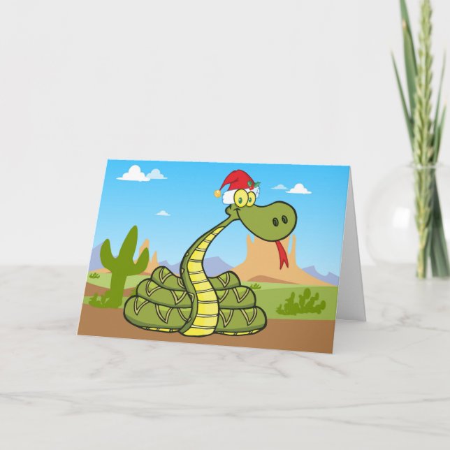 christmas snake in santa hat holiday card (Front)
