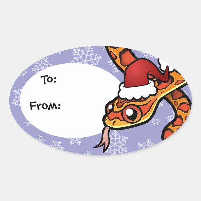 Christmas Snake Oval Sticker (Front)
