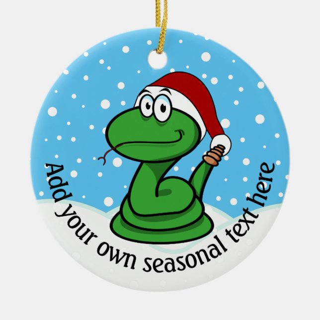 Christmas Snake Personalised Ceramic Ornament (Front)
