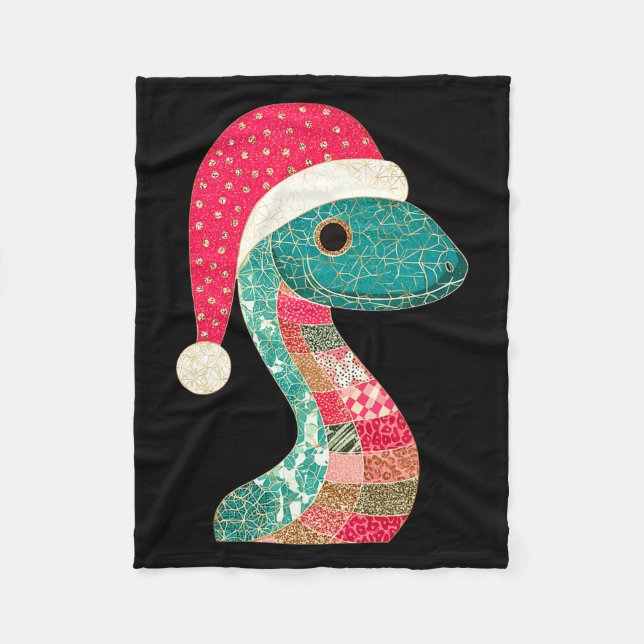 Christmas Snake Santa Hat Holiday Fun Premium Tri- Fleece Blanket (Front)
