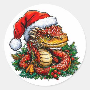 Christmas snake Unique Winter Animal Gift Classic Round Sticker