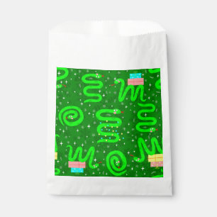 christmas snakes xmas lights snowflakes green favour bag