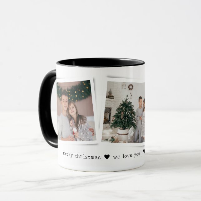 Christmas Snapshots 3 Photo Personalized Gift Mug (Front Left)