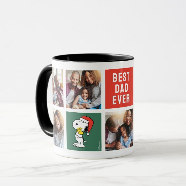 Christmas Snoopy & Woodstock | Best Dad - Collage Mug (Front Left)