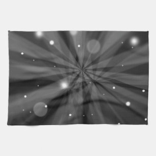 Christmas snow and starbursts tea towel