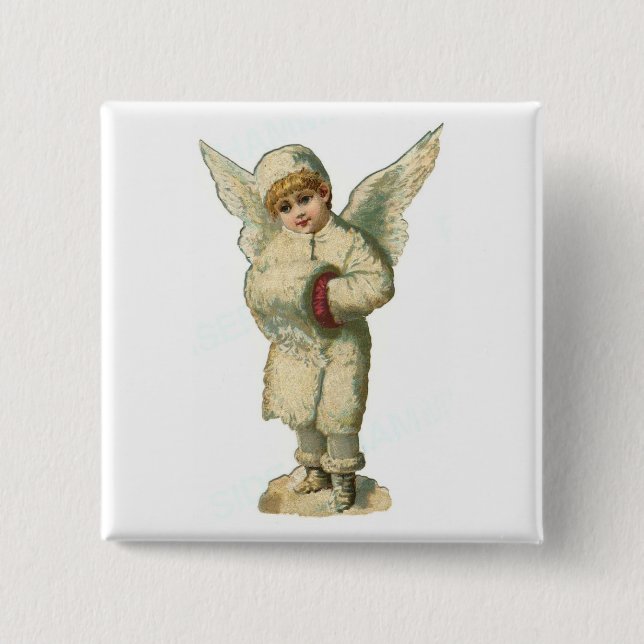 Christmas Snow Angel 15 Cm Square Badge (Front)