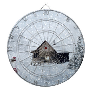 Christmas Snow at the Cabin Dartboard