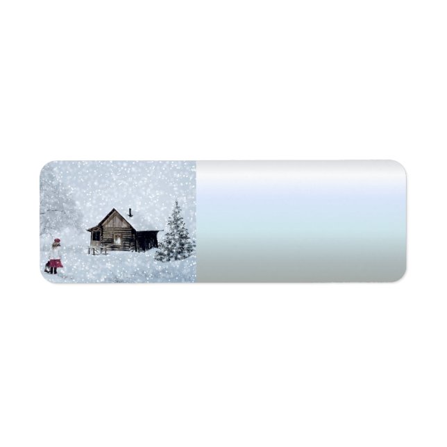 Christmas Snow at the Cabin Return Address Label (Front)