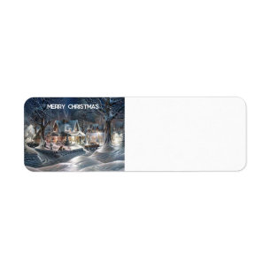 Christmas snow background address label return address label
