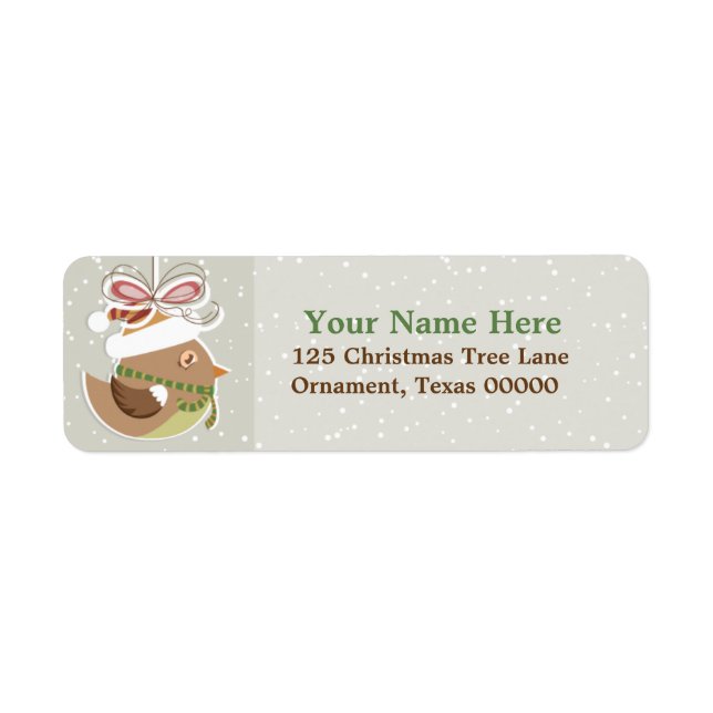 Christmas Snow Bird Custom Return Address Labels (Front)