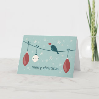 Christmas Snow Bird with Ornaments Holiday Card