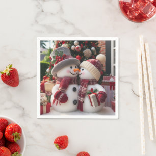 Christmas Snow Couple Napkin