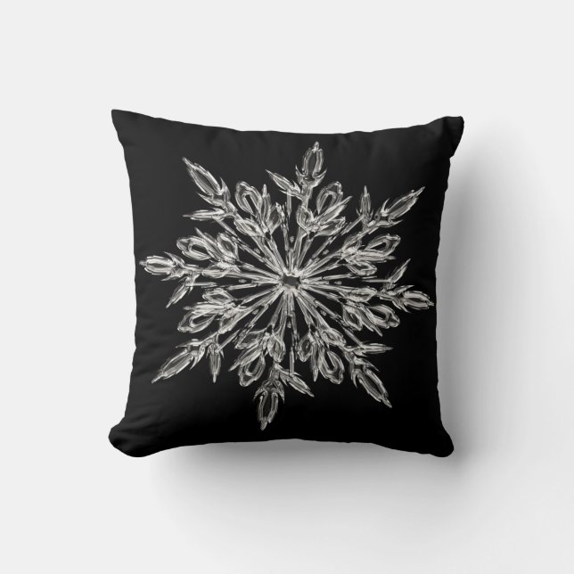 Christmas snow flake decorative black Throw pillow (Front)