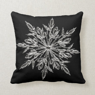 Christmas snow flake decorative black Throw pillow