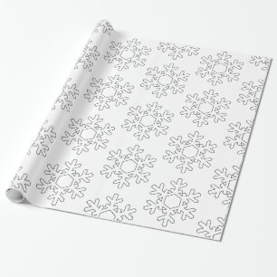 Christmas Snow Flake Modern Minimalist White Black Wrapping Paper