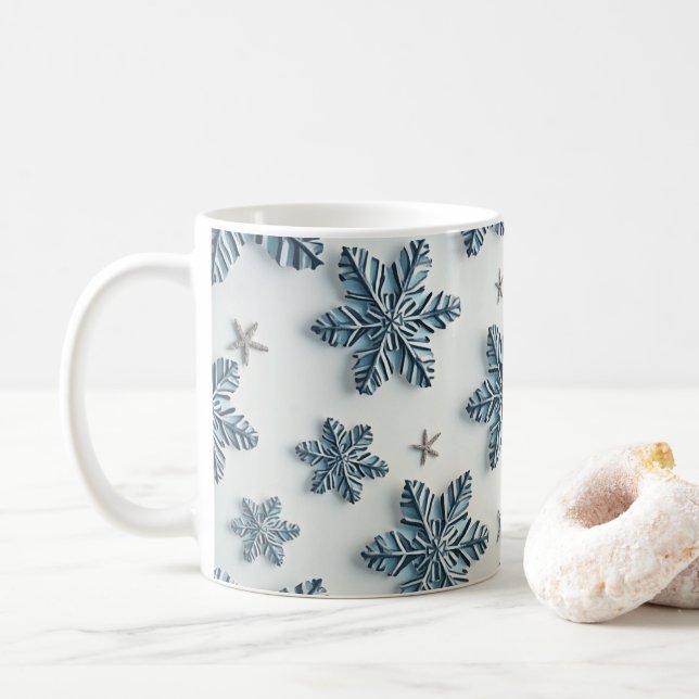 Christmas Snow Flakes Coffee Mug (With Donut)
