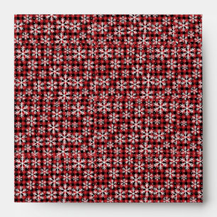 Christmas Snow flakes red background Festive WInte Envelope