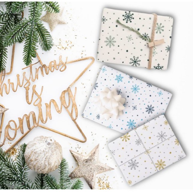 Christmas Snow Flakes  Wrapping Sheet Set of 3 (Creator Uploaded)