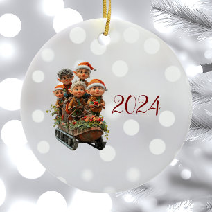 Christmas Snow Fun Ceramic Ornament