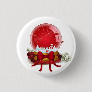 Christmas Snow Globe 3 Cm Round Badge