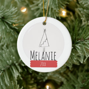 Christmas Snow Globe and Simple Tree Ceramic Ornament