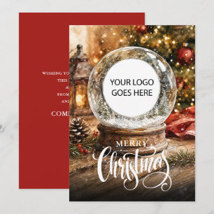 Christmas Snow Globe Corporate Business Logo Holiday Card