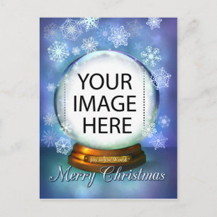 Christmas Snow Globe for your own photo Holiday Postcard