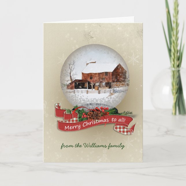 Christmas Snow Globe Holiday Card (Front)