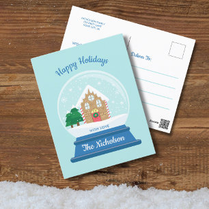 CHRISTMAS SNOW GLOBE HOLIDAY POSTCARD