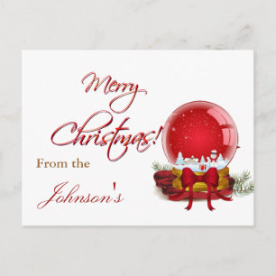 Christmas Snow Globe Holiday Postcard