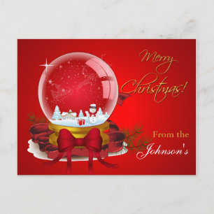 Christmas Snow Globe Holiday Postcard