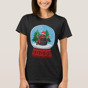 Christmas Snow Globe Ice Hockey Snowman T-Shirt
