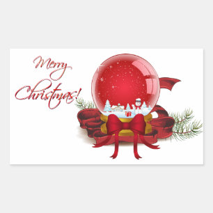 Christmas Snow Globe Rectangular Sticker