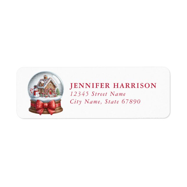 Christmas Snow Globe Return Address Labels (Front)