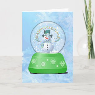 Christmas Snow Globe Snowman Holiday Card